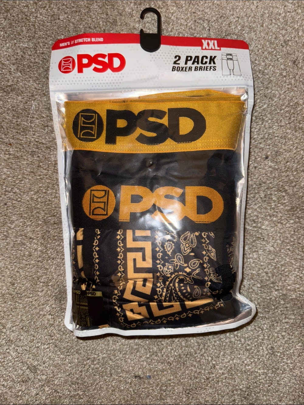 PSD Men's Black and Gold 2-Pack Boxer Briefs